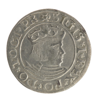 Gdansk grosz, Sigismund I the Old (King of Poland; 1506–1548). Polish coin, Jagiellon dynasty. Male