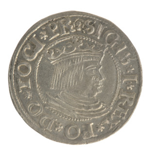 Gdansk grosz; Sigismund I the Old (King of Poland, 1506–1548); Polish coin of the Jagiellon dynasty