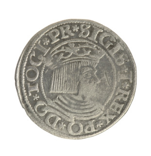 Gdansk grosz, Sigismund I the Old (King of Poland; 1506–1548). Polish coin (1534). Obverse: Crowned