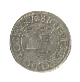 Gdansk grosz, Sigismund I the Old (King of Poland; 1506–1548). Polish coin (1534). Obverse: Crowned