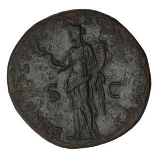 Sestertius of Trajan (53–117; Roman emperor 98–117). Obverse: head of Trajan in a laurel wreath