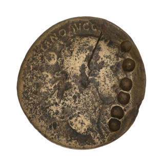 Sestertius of Trajan (r. 98–117). Obverse: head of Trajan in laurel wreath facing right; rim