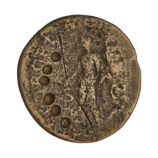 Sestertius, Trajan (53–117; Roman emperor 98–117). Obverse: head of Trajan in laurel wreath facing
