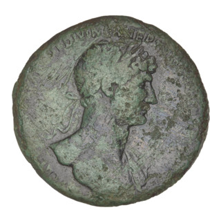 sestertius, Hadrian (76–138; Roman emperor 117–138); obverse: Hadrian's head to the right, laurel