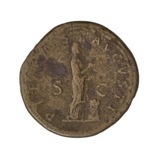 Dupondius, Hadrian (76–138; Roman emperor 117–138). Obverse: Bust of Hadrian with radiant crown