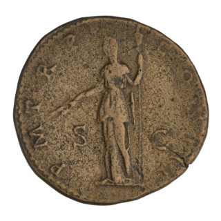 Sestertius, Hadrian (76–138; Roman emperor 117–138). Obverse: Bust of Hadrian with a laurel wreath