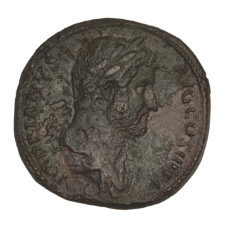 sestertius, Hadrian (76–138; Roman emperor 117–138); Fortuna (personification); busts; laurel
