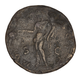 Sestertius of Hadrian (76–138; Roman emperor 117–138). Obverse: laureate head of Hadrian facing