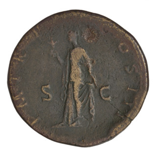 sestertius, Hadrian (76–138; Roman emperor 117–138); coin depicting laurel wreaths, busts, flowers,
