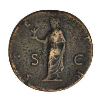 sestertius, Hadrian (76–138; Roman emperor 117–138); coin (sestertius), weight 26.58 g, 134–138 CE,