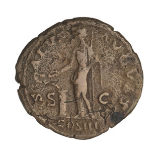 Hadrian (76–138; Roman emperor 117–138). Coin (119–138, Rome). Obverse: Bust of Hadrian with laurel