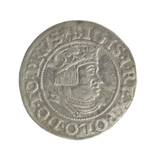 Gdansk grosz, Sigismund I the Old (King of Poland; 1506–1548). Silver coin, 1535. Obverse: Crowned
