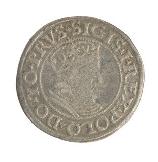 Gdansk grosz, Sigismund I the Old (King of Poland; 1506–1548). Coin. Obverse: Crowned male bust in