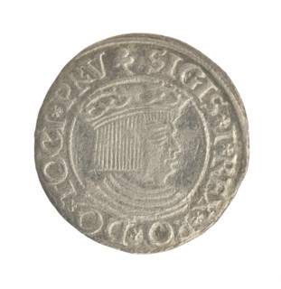 Gdansk grosz, Sigismund I the Old (King of Poland; 1506–1548). Polish coin, Jagiellon dynasty.