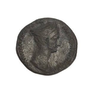 Sabina (83–137; Roman empress 117–137), Hadrian (76–138; Roman emperor 117–138); coin depicting