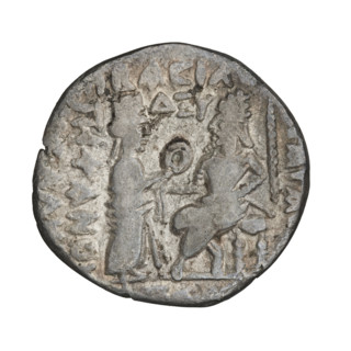 Tetradrachm of Vologases IV (king of the Parthians; 147–191). Obverse: diademed head of Vologases