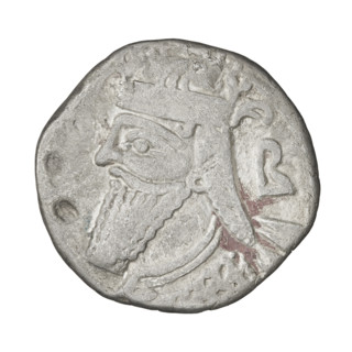 Tetradrachm (subaerate?), Vologases IV (king of the Parthians; 147–191). Obverse: head of Vologases