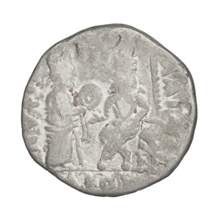 Tetradrachm (subaerate?) of Vologases IV (king of the Parthians; 147–191). Obverse: bust of