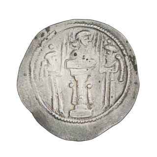 Drachma of Shapur III (ruler of Persia; 383–388). Obverse: Bust of Sapor III facing right; wearing