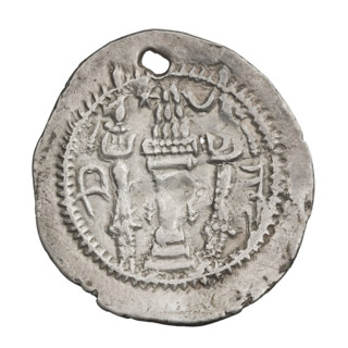 Drachma of Peroz I (ruler of Persia; 459–484). Obverse: bust of Peroz I facing right; he wears a