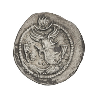 drachma, Peroz I (ruler of Persia; 459–484), busts, crescents, crowns, altars, Iran, korymbos,