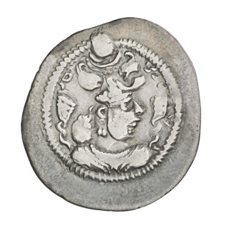 drachma, Peroz I (ruler of Persia; 459–484), obverse: bust of Peroz I right wearing a crown with
