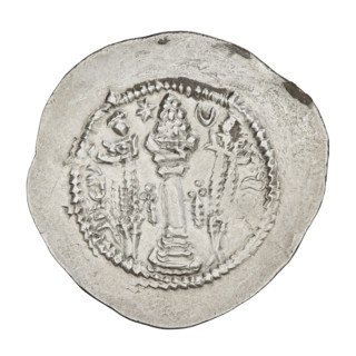 Drachma of Kavadh I (r. 488–496 and 498–531). Obverse: bust of Kavadh I facing right wearing a