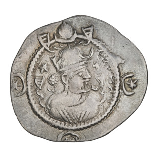 Drachma of Kavadh I (r. 488–496 and 498–531). Obverse: bust of Kavadh I facing right wearing a
