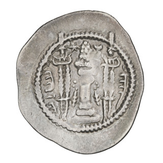 Drachma of Kavadh I (ruler of Persia; 488–496 and 498–531). Obverse: bust of Kavadh I facing right;