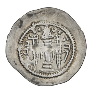 Drachma of Kavadh I (ruler of Persia; 488–496 and 498–531). Obverse: bust of Kavadh I facing right;
