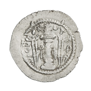 Drachma of Kavadh I (r. 488–496 and 498–531). Obverse: bust of Kavadh I facing right wearing a