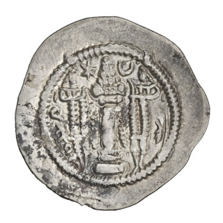 Drachma of Kavadh I (ruler of Persia; 488–496 and 498–531). Obverse: bust of Kavadh I facing right