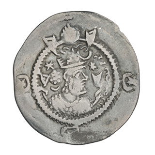 Drachma of Kavadh I (r. 488–496, 498–531). Obverse: bust of Kavadh I facing right wearing a crown