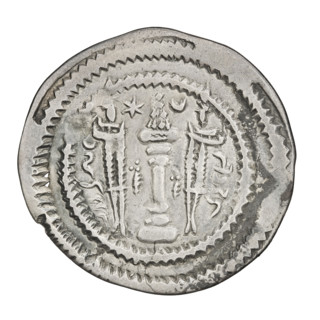 Drachma of Kavadh I (ruler of Persia; 488–496 and 498–531). Obverse: bust of Kavadh I facing right