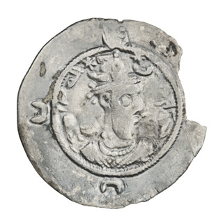 drachma, Khosroes II Anoshirvan (ruler of Persia; 531–579). Obverse: bust of Khosroes I facing