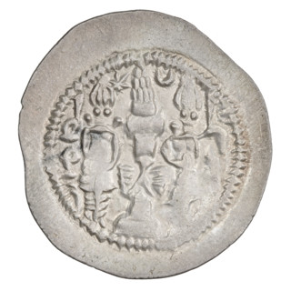 Drachma, Hormizd IV (r. 579–590). Obverse: bust of Hormizd IV facing right, wearing a crown