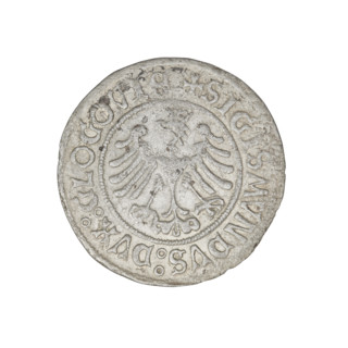Glogów grosz, Sigismund I the Old (King of Poland; 1506–1548). Obverse: Pogon (coat of arms),