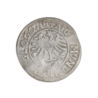 Glogów grosz, Sigismund I the Old (King of Poland; reign 1506–1548). Obverse: Pogon (coat of arms).