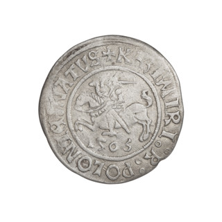 Glogów grosz, Sigismund I the Old (King of Poland; 1506–1548). Obverse: Pogon (coat of arms).