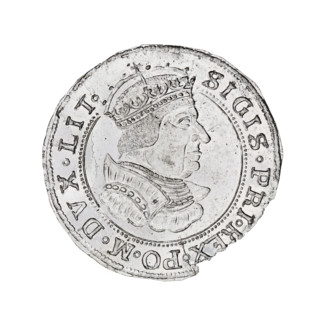 quarter crown thaler forgery by Majnert; Sigismund I the Old (King of Poland; 1506–1548); busts,