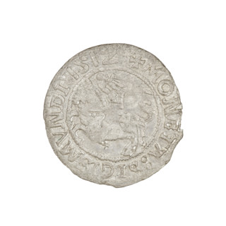 Lithuanian half-grosz, Sigismund I the Old (King of Poland; 1506–1548). Obverse: Pogon (Lithuanian