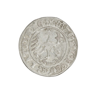 Lithuanian half-grosz, Sigismund I the Old (King of Poland; reign 1506–1548). Obverse: Pogon