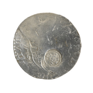 Lithuanian half thaler forgery (mezzo ducato with false countersignature), Sigismund II Augustus