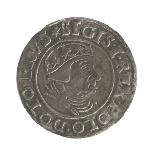 Gdansk grosz, Sigismund I the Old (King of Poland; 1506–1548). Polish coin of the Jagiellon dynasty