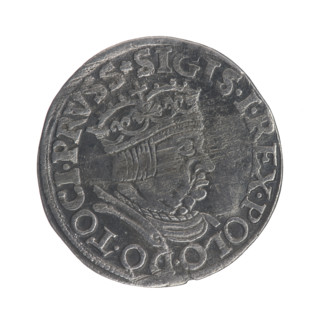 Gdansk trojak, Sigismund I the Old (King of Poland; 1506–1548); Polish coin dated 1536. Obverse: