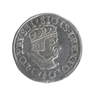 Gdansk trojak, Sigismund I the Old (King of Poland; 1506–1548). Polish coin (1536). Obverse:
