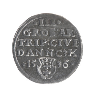 Gdansk trojak, Sigismund I the Old (King of Poland; 1506–1548). Polish coin — obverse: crowned male