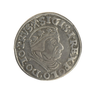Gdansk trojak, Sigismund I the Old (King of Poland; 1506–1548). Polish coin, 1538. Obverse: Crowned