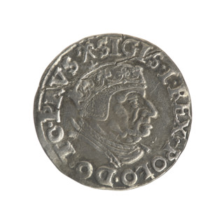 Gdansk trojak, Sigismund I the Old (King of Poland; reign 1506–1548), 1538. Silver coin (trojak).