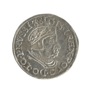 Gdansk troika, Sigismund I the Old (King of Poland; 1506–1548). Obverse: Crowned male bust in